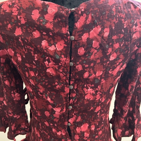 Free People Red Floral Wrap Romper - Picture 3 of 10